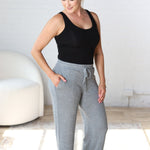 Tennar Brushed Hacci Wide Leg Lounge Pants - Grey