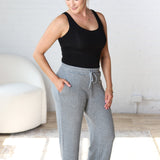 Tennar Brushed Hacci Wide Leg Lounge Pants - Grey