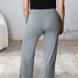 Tennar Brushed Hacci Wide Leg Lounge Pants - Grey