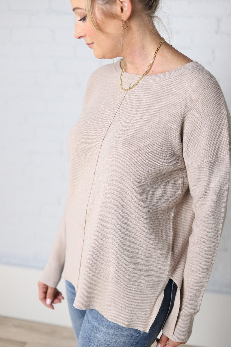 Terrance Mini Waffle Crew Neck Pullover Sweater