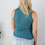 Terrin Crew Neck Sleeveless Rib Top - Dark Jade - FINAL SALE