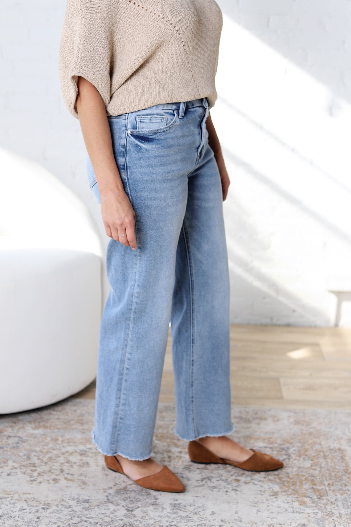 Tessa High Rise Rise Wide Leg Denim - Raw Hem