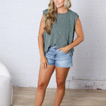 Tessie Tucked Shoulder Top - Hunter Green