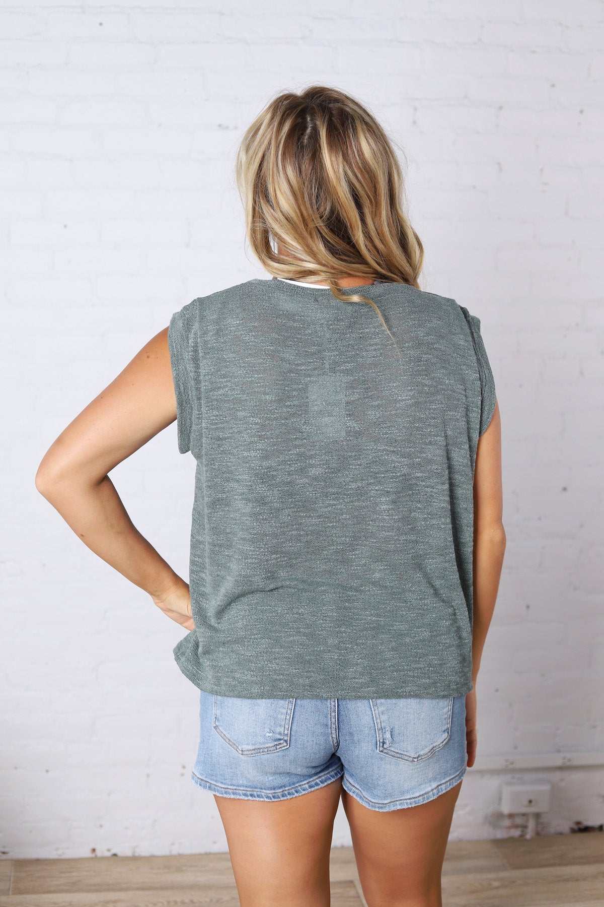 Tessie Tucked Shoulder Top - Hunter Green