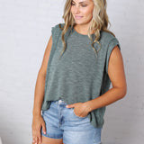 Tessie Tucked Shoulder Top - Hunter Green