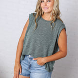 Tessie Tucked Shoulder Top - Hunter Green