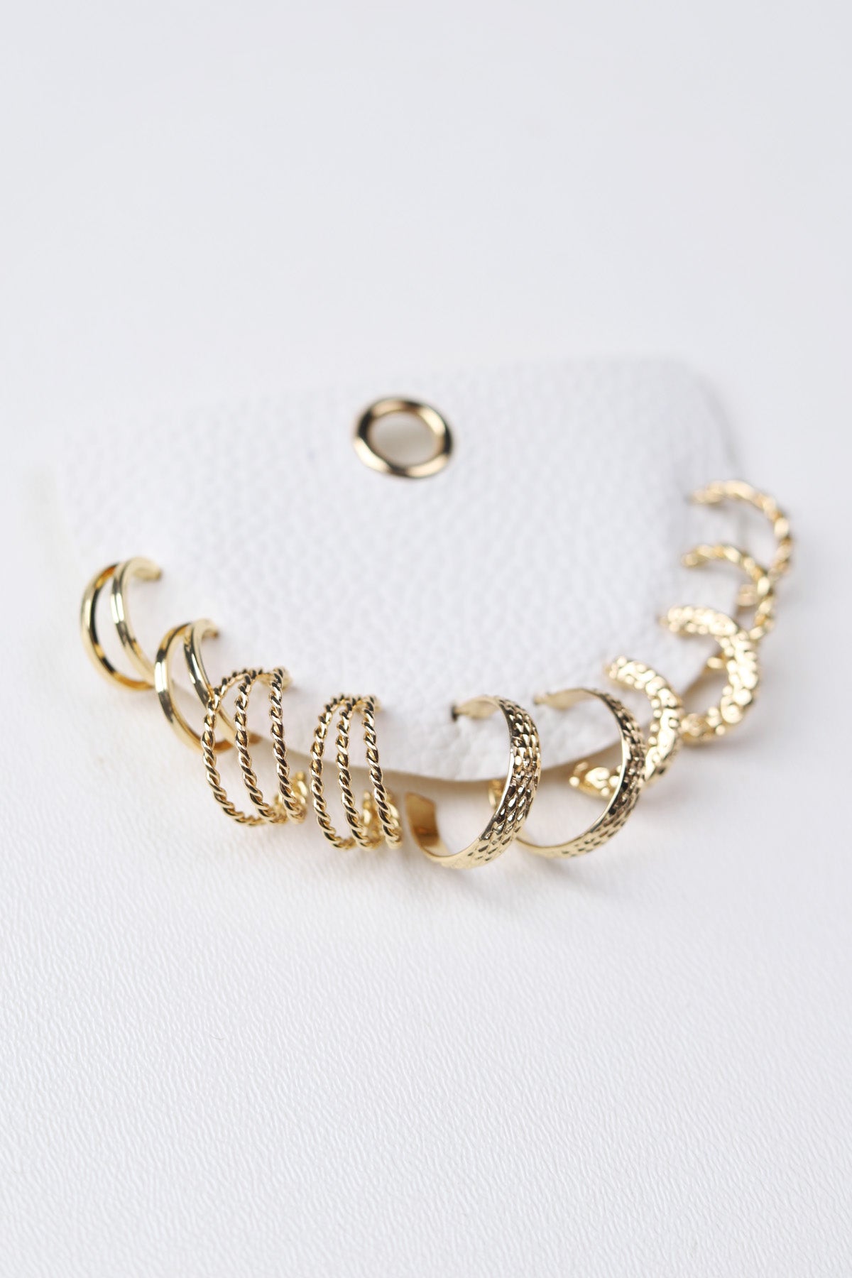 Textured Twist Hoop Earring Set - Gold