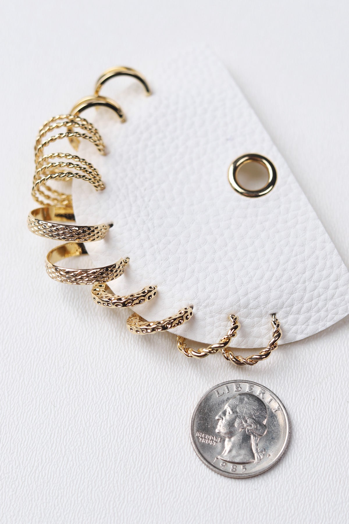 Textured Twist Hoop Earring Set - Gold