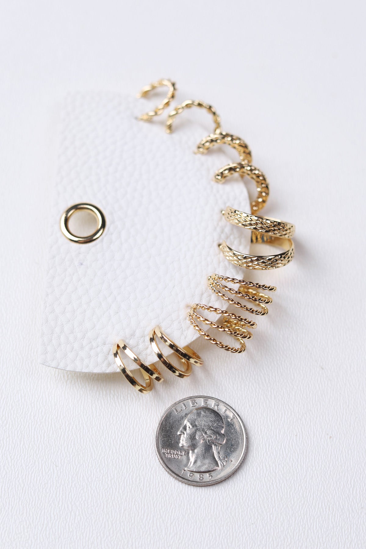 Textured Twist Hoop Earring Set - Gold