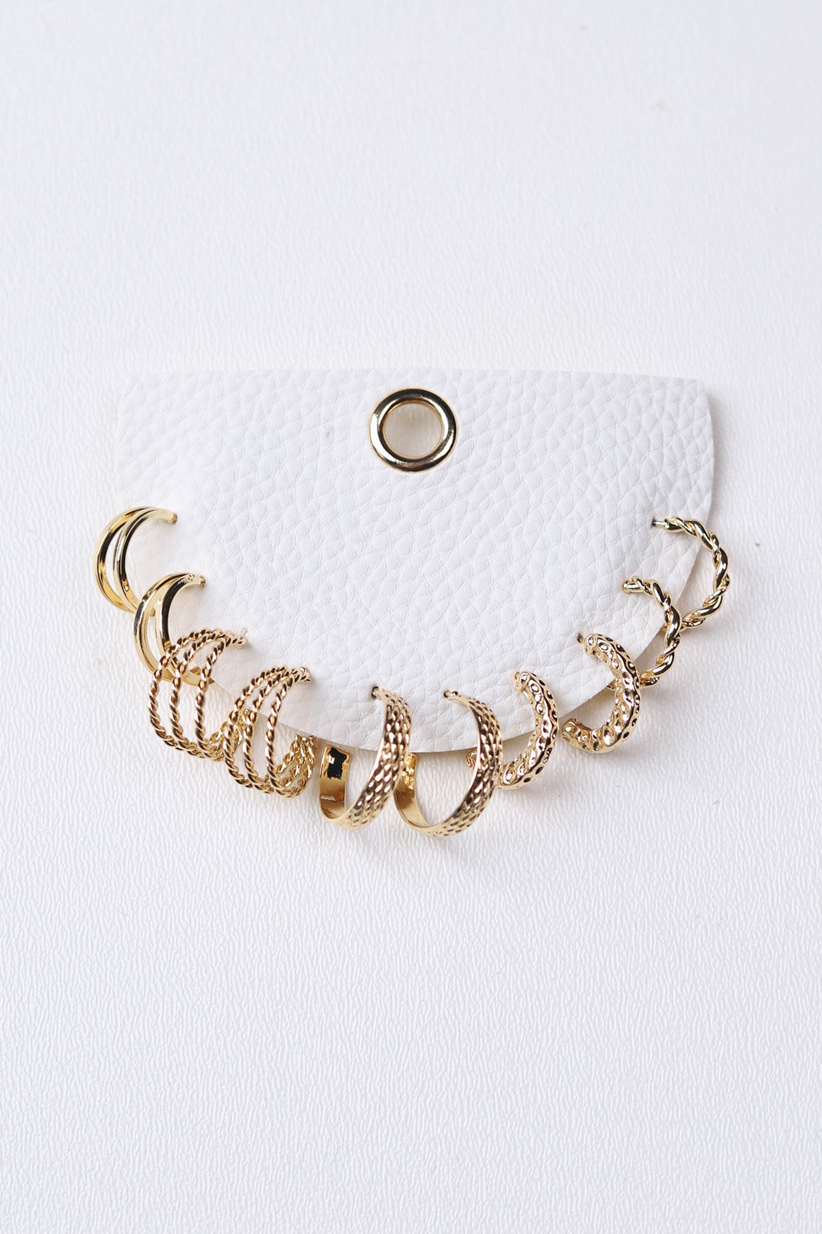 Textured Twist Hoop Earring Set - Gold