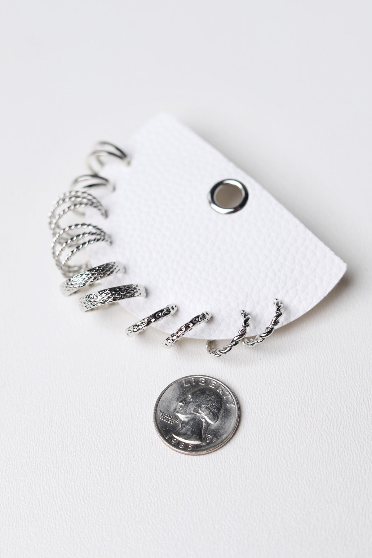 Textured Twist Hoop Earring Set - Silver