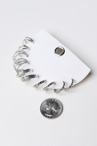 Textured Twist Hoop Earring Set - Silver