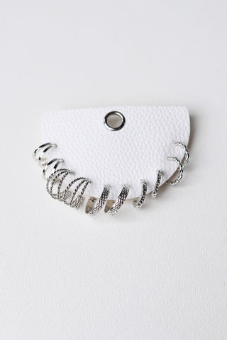 Textured Twist Hoop Earring Set - Silver