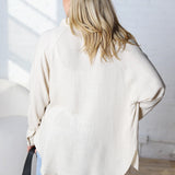 Thalia Linen Button Down Top - Natural