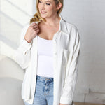 Thalia Linen Button Down Top - Off White