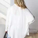 Thalia Linen Button Down Top - Off White