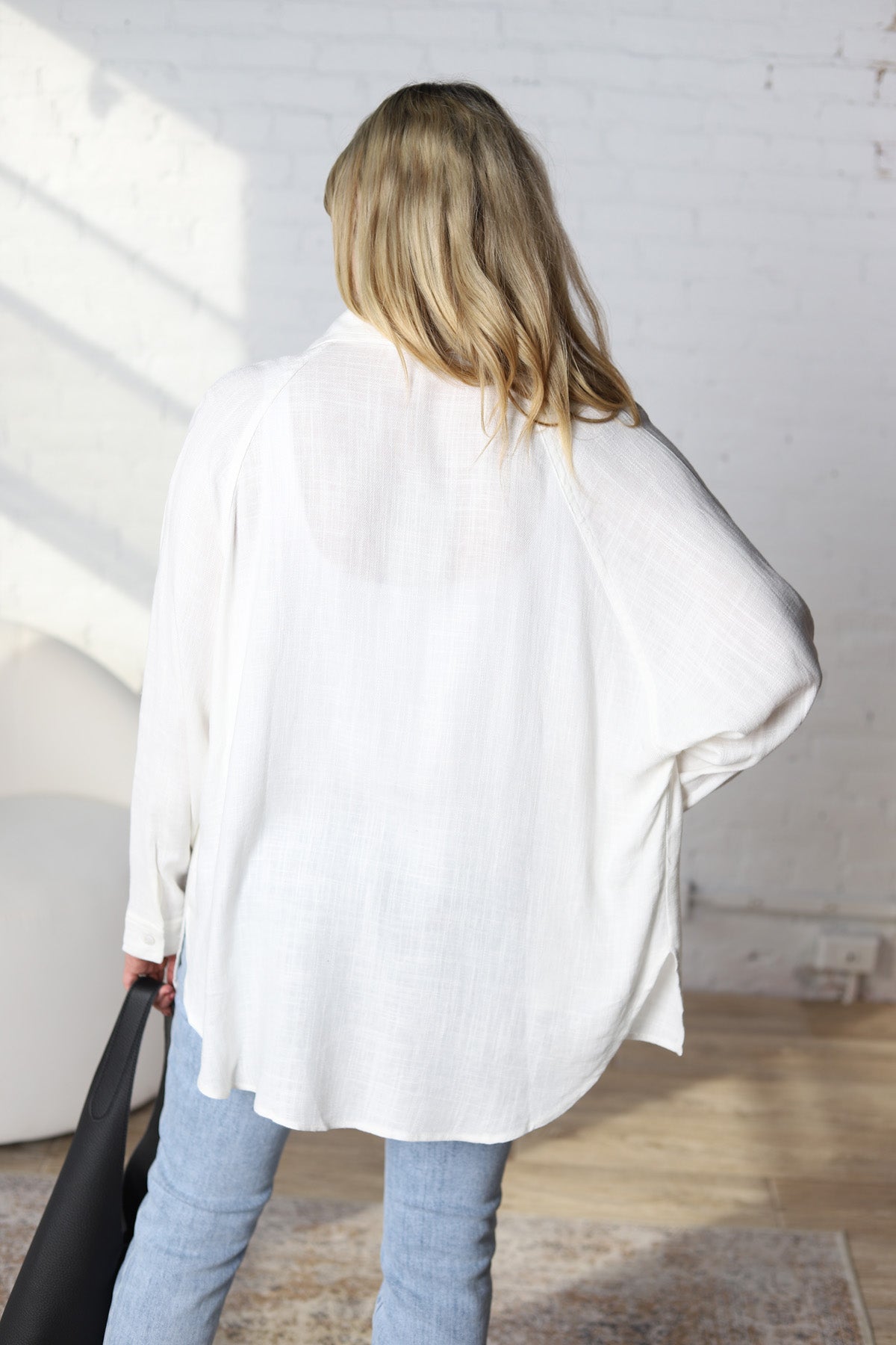 Thalia Linen Button Down Top - Off White