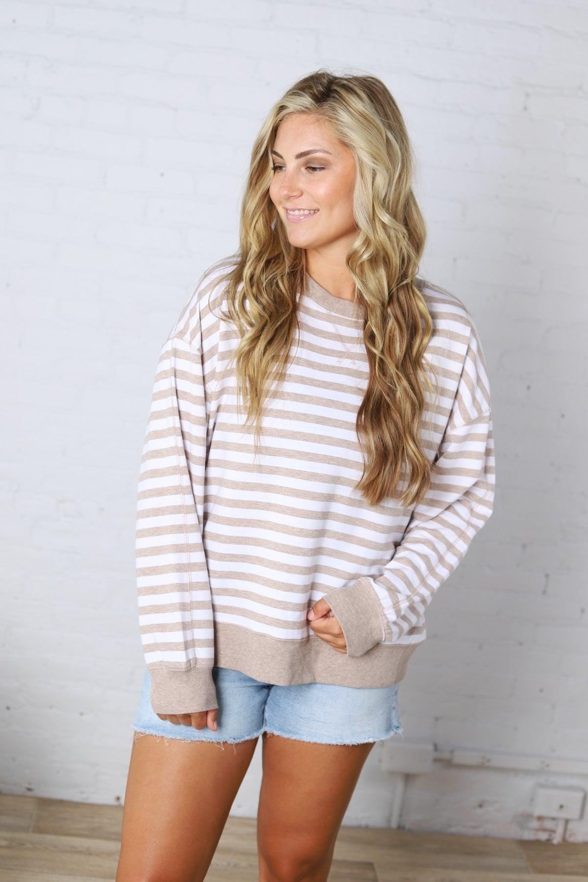 The Everyday Striped Crew by Z Supply - Heather Ash