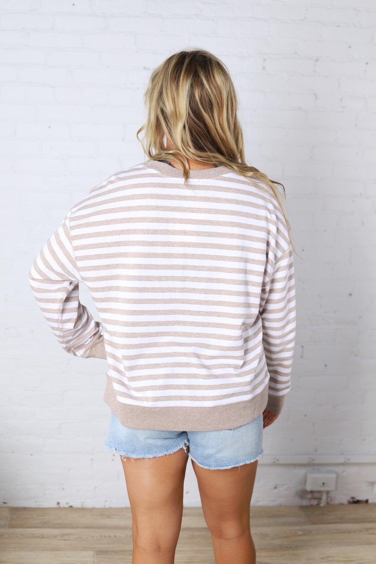 The Everyday Striped Crew by Z Supply - Heather Ash