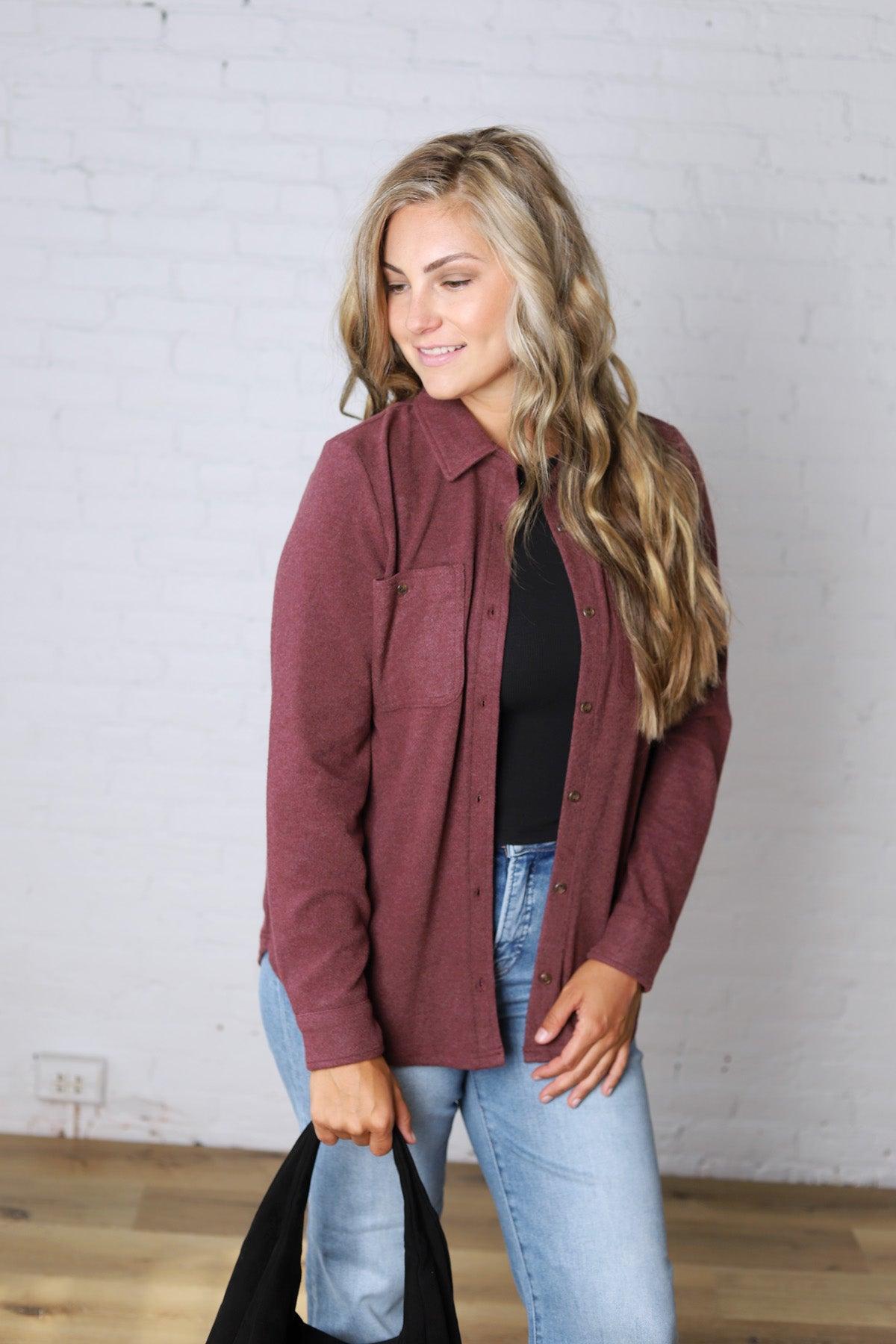 The Lewis Shirt - Burgundy Heather