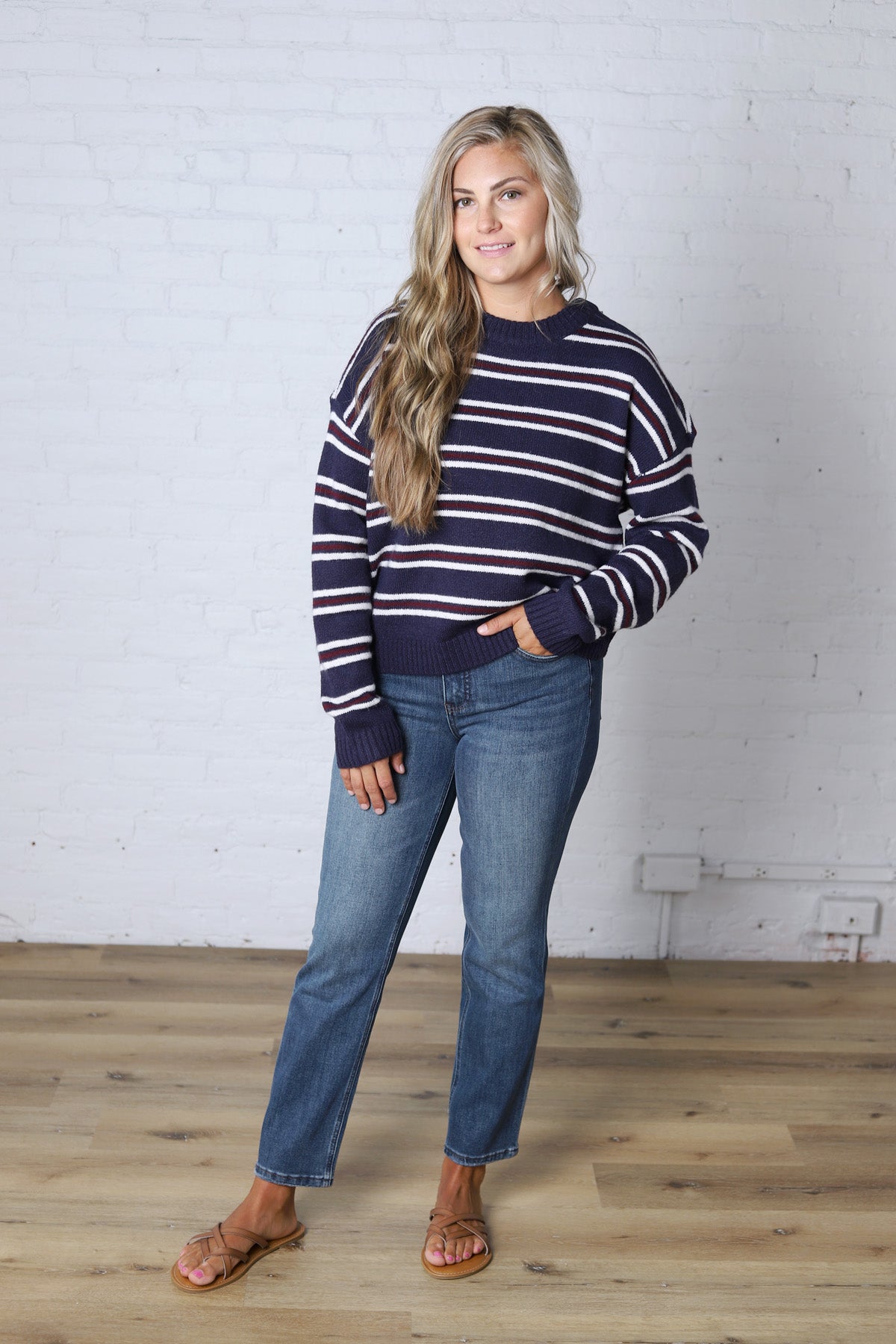 The Montauk Sweater - Navy/White Stripe