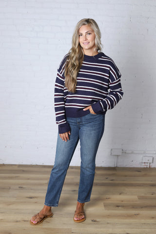 The Montauk Sweater - Navy/White Stripe