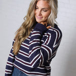 The Montauk Sweater - Navy/White Stripe