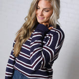 The Montauk Sweater - Navy/White Stripe