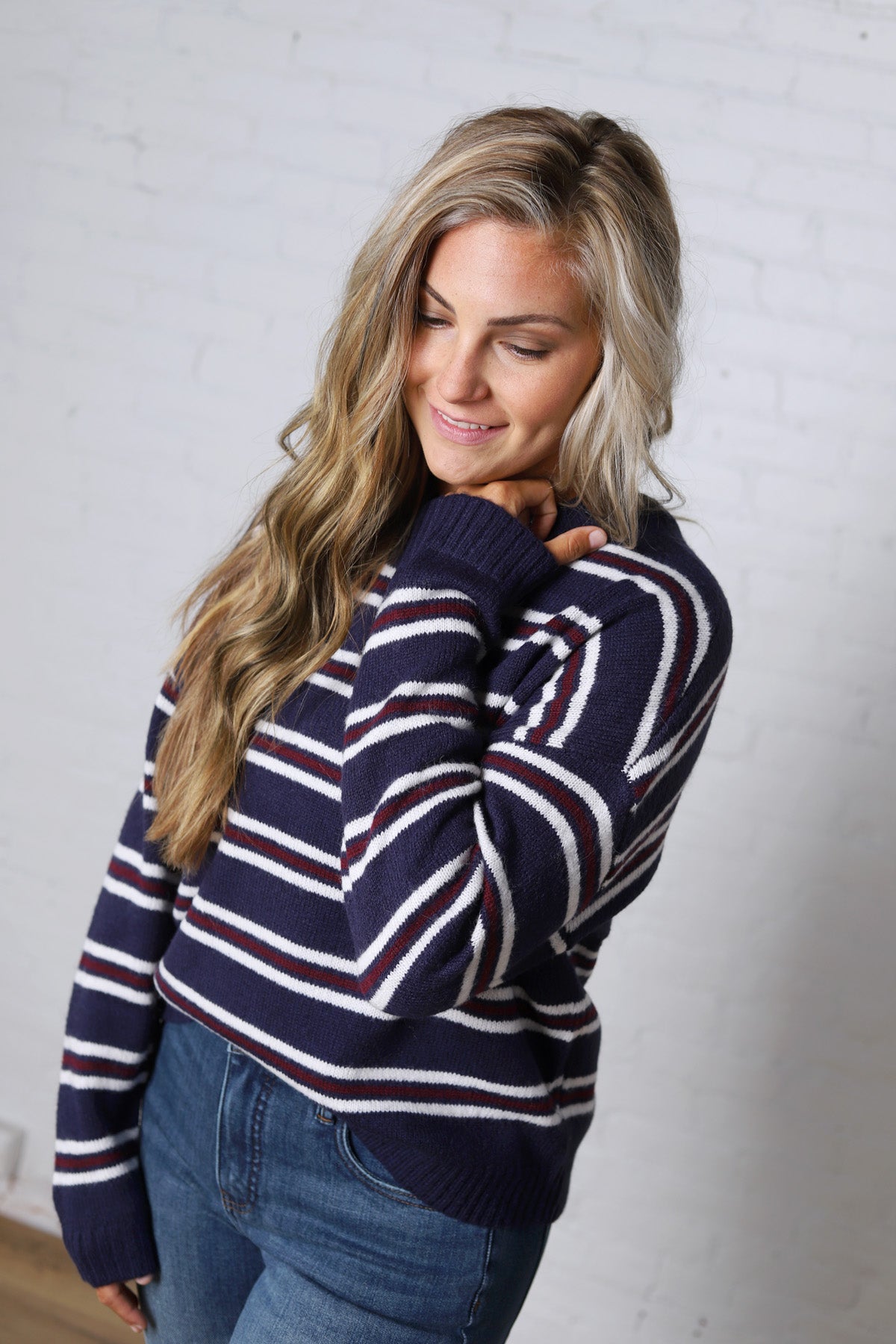 The Montauk Sweater - Navy/White Stripe