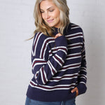 The Montauk Sweater - Navy/White Stripe