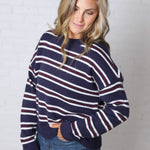 The Montauk Sweater - Navy/White Stripe