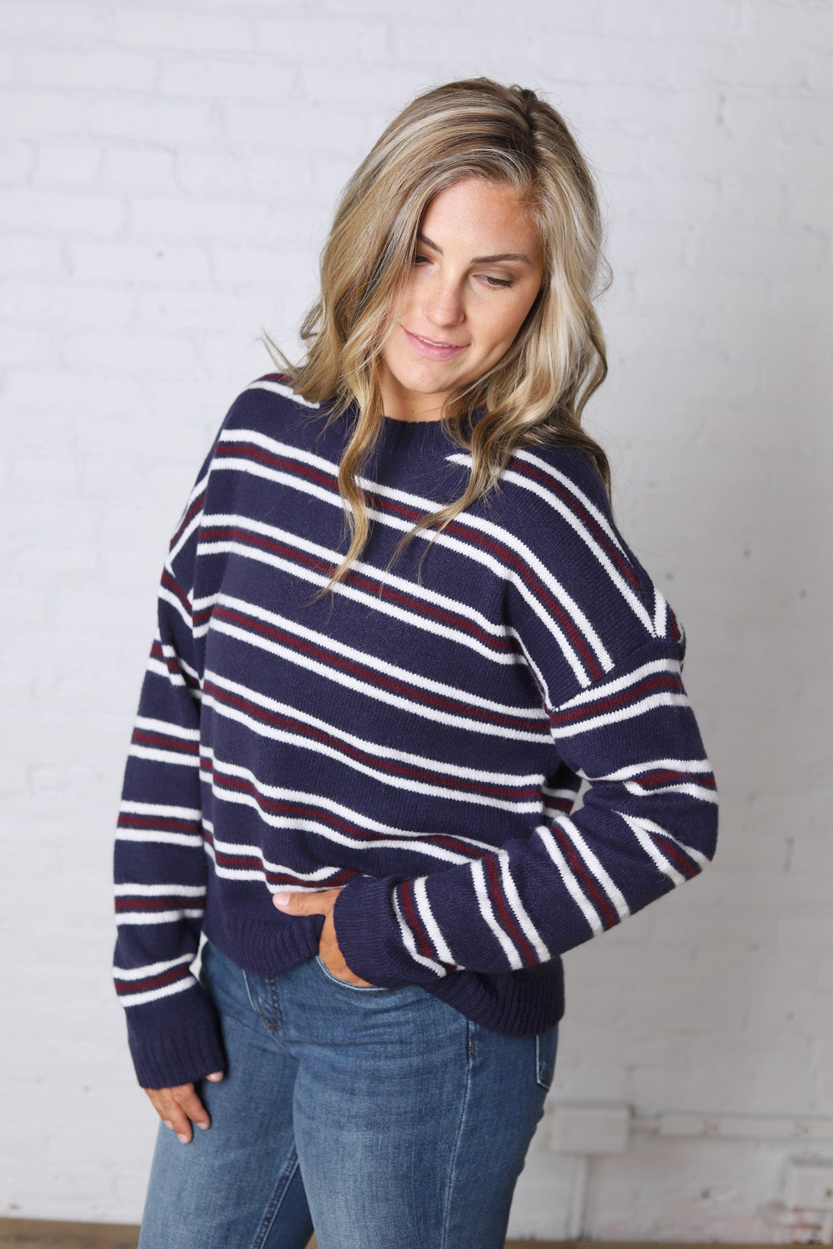 The Montauk Sweater - Navy/White Stripe