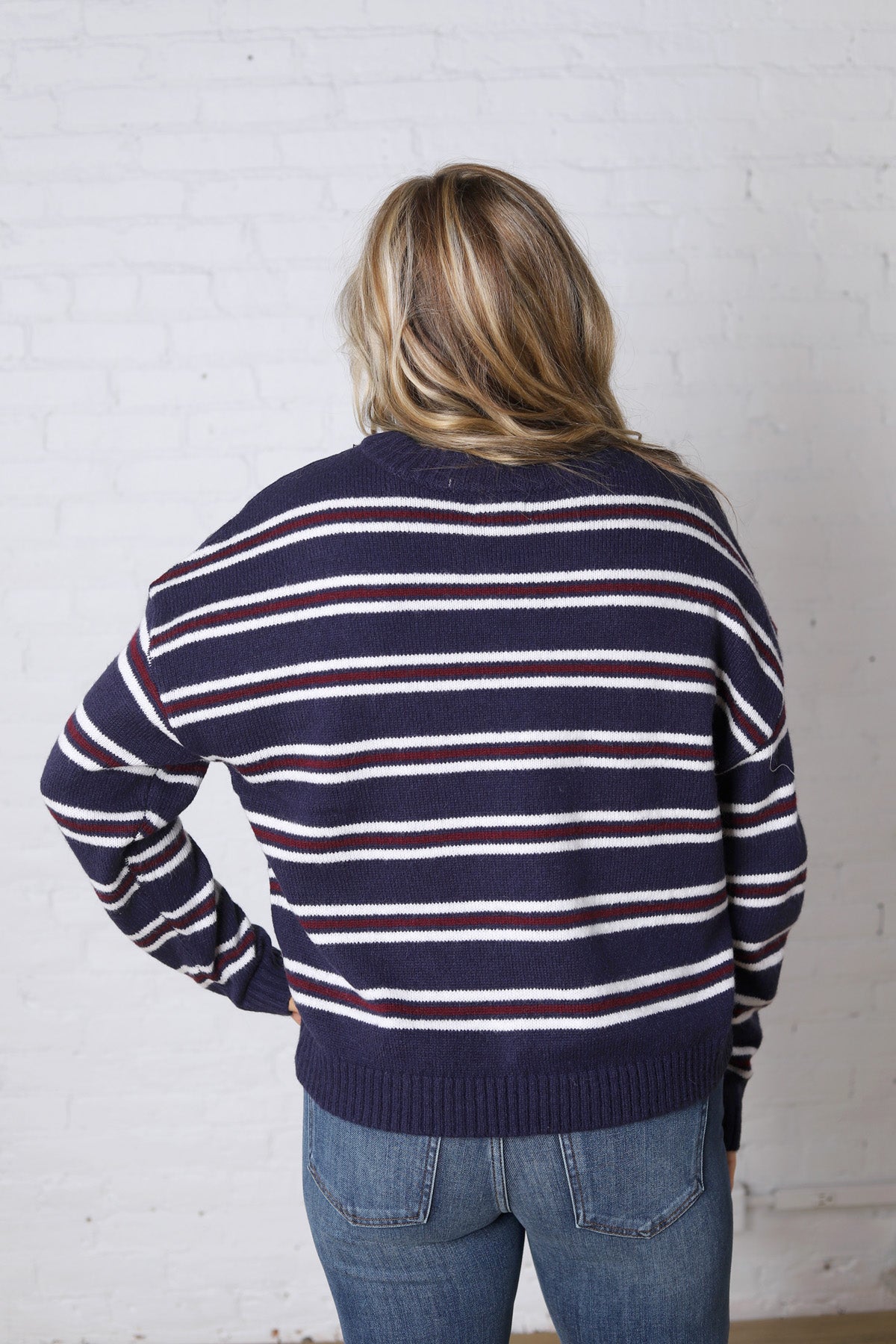 The Montauk Sweater - Navy/White Stripe