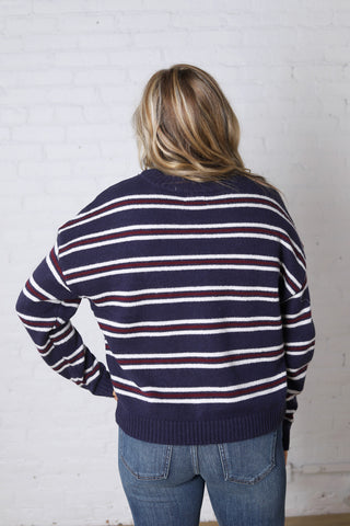 The Montauk Sweater - Navy/White Stripe
