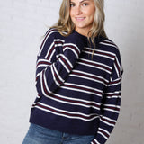 The Montauk Sweater - Navy/White Stripe