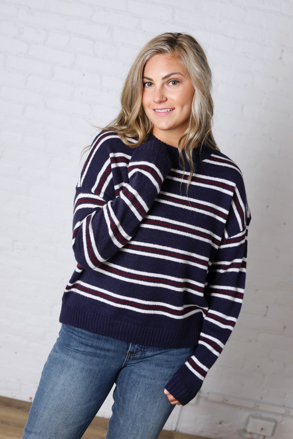 The Montauk Sweater - Navy/White Stripe