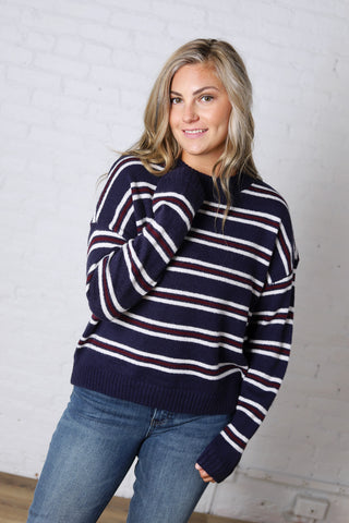 The Montauk Sweater - Navy/White Stripe