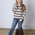 The Montgomery Sweater - Grey Brown Stripe