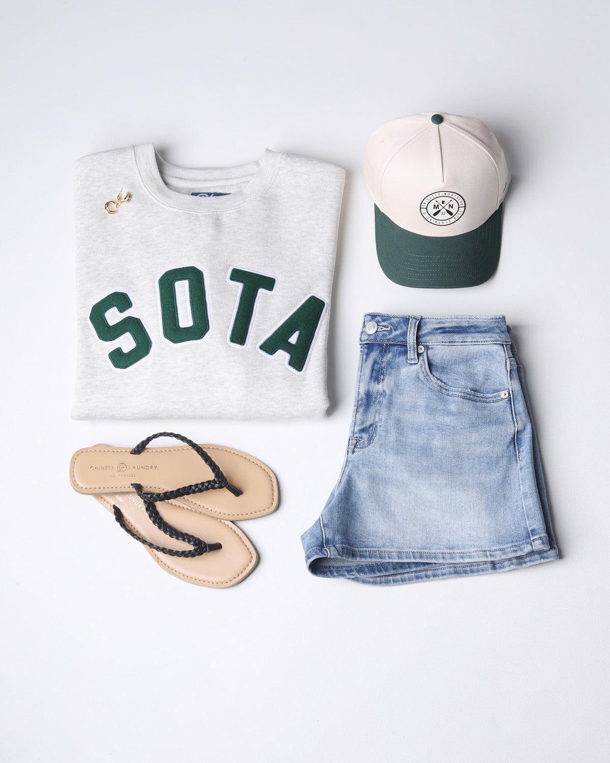 The Range Unisex Crewneck - Oatmeal/Forest