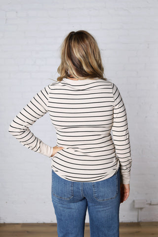 The Stacy Top - Birch Black Stripe