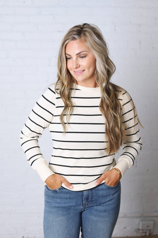 The Stacy Top - Off White/Black