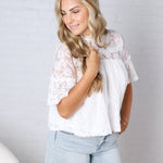 Thea Lace Ruffled Swing Top - White FINAL SALE