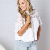 Thea Lace Ruffled Swing Top - White FINAL SALE