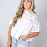 Thea Lace Ruffled Swing Top - White FINAL SALE