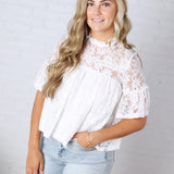 Thea Lace Ruffled Swing Top - White FINAL SALE