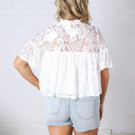 Thea Lace Ruffled Swing Top - White FINAL SALE