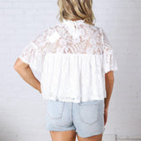 Thea Lace Ruffled Swing Top - White FINAL SALE