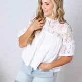 Thea Lace Ruffled Swing Top - White FINAL SALE