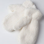 Theda Teddy Mittens - White