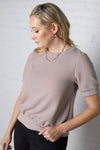 Thena Short Sleeve Band Top - Taupe